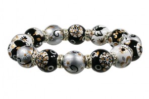 TWILIGHT TWINKLE RELAXED FIT BRACELET - CLEAR SWAROVSKI CRYSTALS  by Angela Moore - Hand Painted, Beaded Bracelet