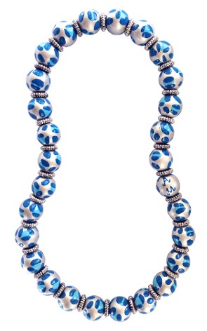 LEOPARD LIFE BLUE CLASSIC BEAD NECKLACE W/SILVER