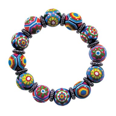 MURANO MAGIC CLASSIC BRACELET - SILVER by Angela Moore - Hand Painted, Beaded Bracelet