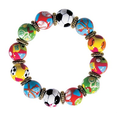SPORTY GIRL CLASSIC BRACELET - GOLD by Angela Moore - Hand Painted, Beaded Bracelet