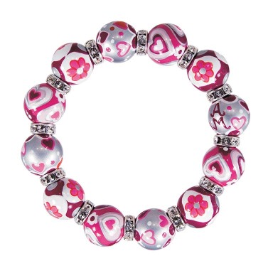 HAPPY HEARTS CLASSIC BRACELET - CLEAR SWAROVSKI CRYSTALS by Angela Moore - Hand Painted, Beaded Bracelets
