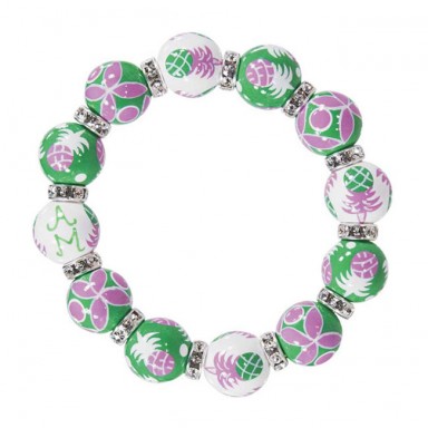 PINEAPPLE PATCH PINK/GREEN CLASSIC BRACELET - CLEAR SWAROVSKI CRYSTALS