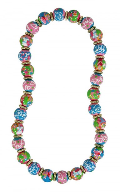 WE LOVE MOM CLASSIC NECKLACE - GOLD by Angela Moore - Hand Painted, Beaded Necklace