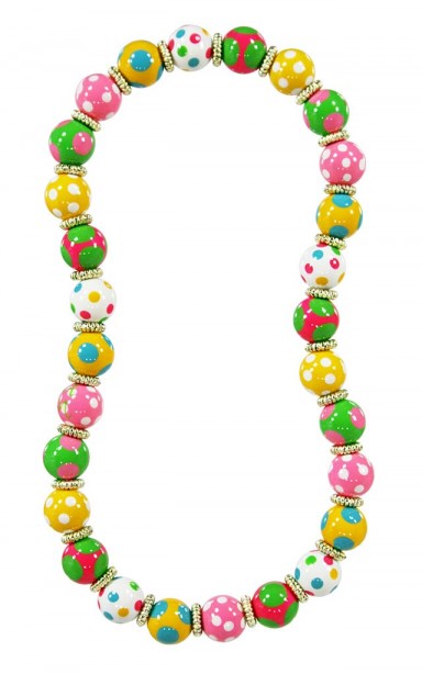 DOTTY DELIGHT CLASSIC NECKLACE - GOLD by Angela Moore - Hand Painted, Beaded Necklace