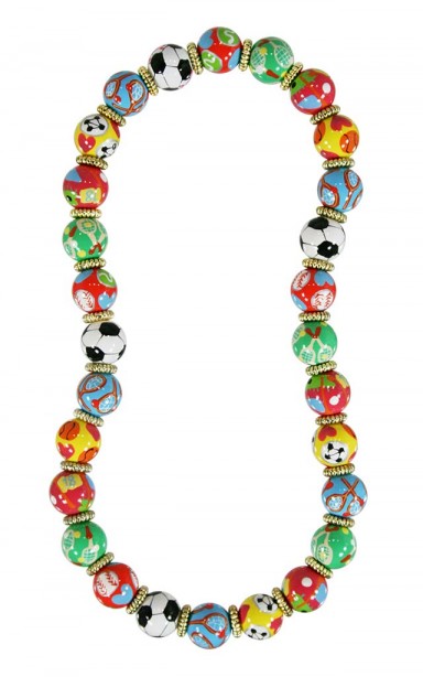SPORTY GIRL CLASSIC NECKLACE - GOLD by Angela Moore - Hand Painted, Beaded Necklace