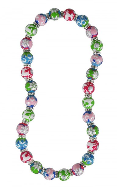 SWISS CHALET CLASSIC NECKLACE - CLEAR SWAROVSKI CRYSTALS by Angela Moore - Hand Painted, Beaded Necklace