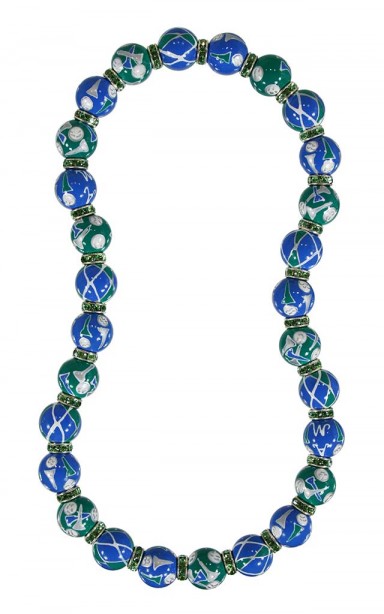 GORGEOUS GOLF CLASSIC NECKLACE - PERIDOT SWAROVSKI CRYSTALS by Angela Moore - Hand Painted, Beaded Necklace