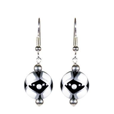 PLAZA NIGHTS CLASSIC BEAD EARRINGS - SILVER by Angela Moore - Hand Painted Earrings