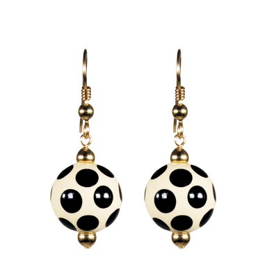 GLAMOUR PUSS CLASSIC BEAD EARRINGS - GOLD by Angela Moore - Hand Painted Earrings
