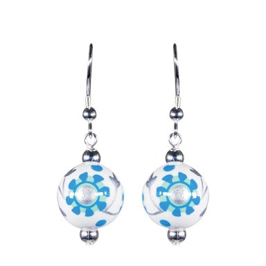 LUXE LIFE CLASSIC BEAD EARRINGS - SILVER by Angela Moore - Hand Painted Earrings
