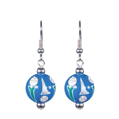 GORGEOUS GOLF CLASSIC BEAD EARRINGS - SILVER by Angela Moore - Hand Painted Earrings