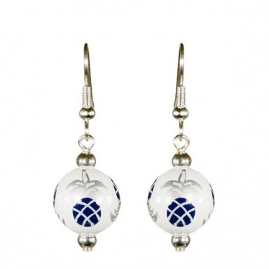 PINEAPPLE PATCH NAVY/SILVER CLASSIC BEAD EARRINGS - SILVER 