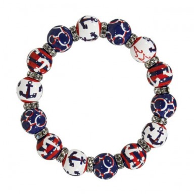 ANCHORS AWAY NAVY/RED RELAXED FIT BRACELET - CLEAR SWAROVSKI CRYSTALS