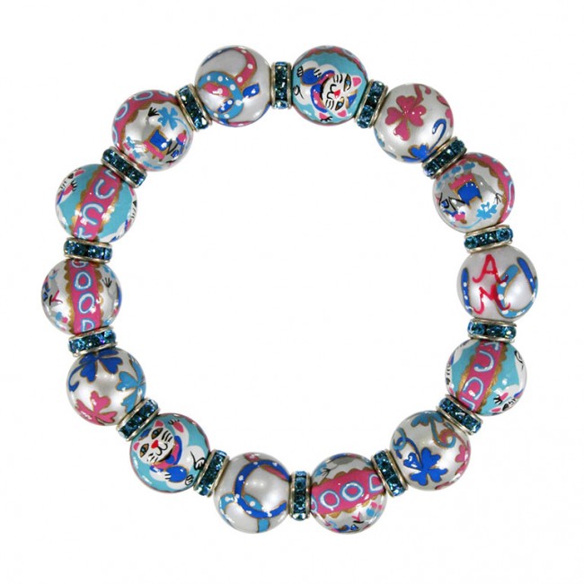 Swarovski Symbolic bracelet, Infinity, evil eye and horseshoe, Blue, Rose  gold-tone plated