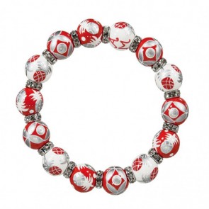 PINEAPPLE PATCH RED/SILVER RELAXED FIT BRACELET - CLEAR SWAROVSKI CRYSTALS