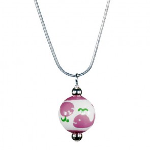 WHALE WATCH PINK/GREEN CLASSIC BEAD PENDANT Necklace by Angela Moore