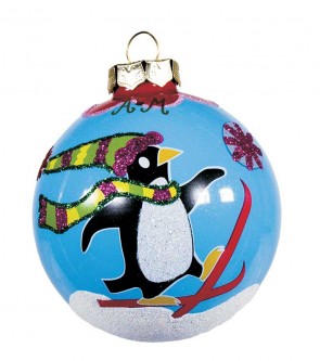 SKIING PENGUIN ORNAMENT by Angela Moore