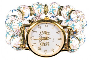 STARFISH PEARL GRANDE WATCH - GOLD by Angela Moore - Hand Painted Beaded Watch