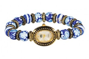 DEAUVILLE PETITE BEAD WATCH - GOLD by Angela Moore - Hand Painted Beaded Watch