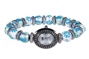 LUXE LIFE PETITE BEAD WATCH - SILVER by Angela Moore - Hand Painted Beaded Watch