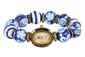 DEAUVILLE CLASSIC BEAD WATCH - GOLD by Angela Moore - Hand Painted Beaded Watch