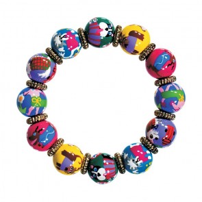 PAMPERED POOCH CLASSIC BRACELET - GOLD by Angela Moore - Hand Painted, Beaded Bracelet
