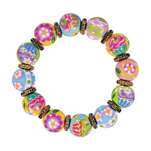 COOL CUPCAKES CLASSIC BRACELET - GOLD by Angela Moore - Hand Painted, Beaded Bracelet