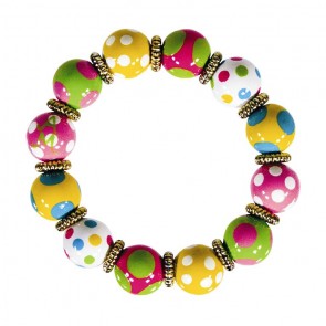 DOTTY DELIGHT CLASSIC BRACELET - GOLD by Angela Moore - Hand Painted, Beaded Bracelet