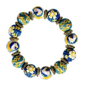 POLO CLUB CLASSIC BRACELET - GOLD by Angela Moore - Hand Painted, Beaded Bracelet