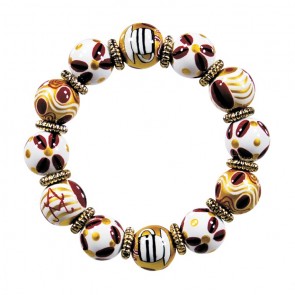 COFFEE NUT CLASSIC BRACELET - GOLD by Angela Moore - Hand Painted, Beaded Bracelet