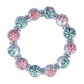 SPARKLE SNOWFLAKES CLASSIC BRACELET - CLEAR SWAROVSKI CRYSTALS by Angela Moore - Hand Painted, Beaded Bracelets