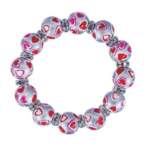 LOVE & KISSES CLASSIC BRACELET - CLEAR SWAROVSKI CRYSTALS by Angela Moore - Hand Painted, Beaded Bracelets