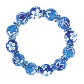 BLUE HEAVEN CLASSIC BRACELET - AQUA SWAROVSKI CRYSTALS by Angela Moore - Hand Painted, Beaded Bracelets
