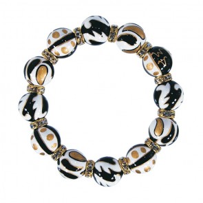 BLACK CRUSH CLASSIC BRACELET - CLEAR SWAROVSKI CRYSTALS by Angela Moore - Hand Painted, Beaded Bracelets