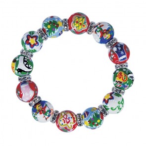 CHRISTMAS MEMORIES CLASSIC BRACELET - CLEAR SWAROVSKI CRYSTALS by Angela Moore - Hand Painted, Beaded Bracelets