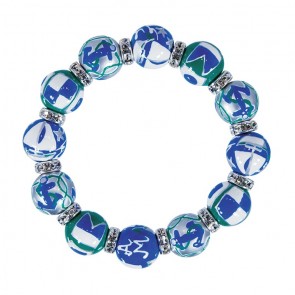 SAIL AWAY CLASSIC BRACELET - CLEAR SWAROVSKI CRYSTALS by Angela Moore - Hand Painted, Beaded Bracelets