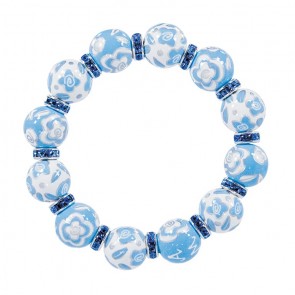 BLUE BELLE CLASSIC BRACELET - LT SAPPHIRE SWAROVSKI CRYSTALS by Angela Moore - Hand Painted, Beaded Bracelets