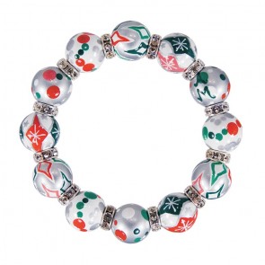 HOLIDAY SWEETS CLASSIC BRACELET - CLEAR SWAROVSKI CRYSTALS by Angela Moore - Hand Painted, Beaded Bracelets