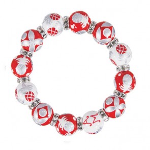 PINEAPPLE PATCH RED/SILVER CLASSIC BRACELET - CLEAR SWAROVSKI CRYSTALS