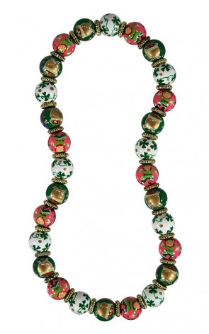 LUCKY LEPRECHAUN CLASSIC NECKLACE - GOLD by Angela Moore - Hand Painted, Beaded Necklace