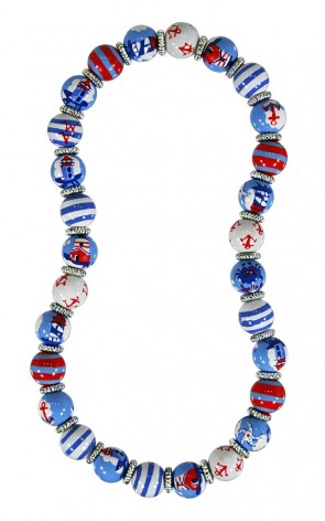 LIGHTHOUSE LANE CLASSIC NECKLACE - SILVER by Angela Moore - Hand Painted, Beaded Necklace