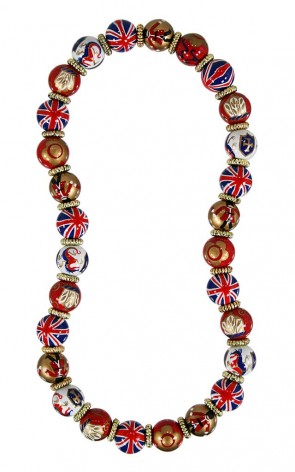 LONDON VIBE CLASSIC NECKLACE - GOLD by Angela Moore - Hand Painted, Beaded Necklace