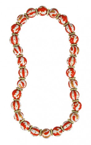 ORANGE CRUSH CLASSIC NECKLACE - GOLD by Angela Moore - Hand Painted, Beaded Necklace