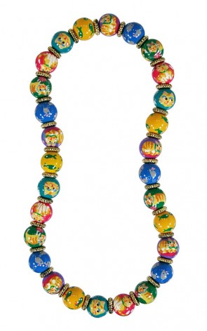 KITTY WITTY'S 9 LIVES CLASSIC NECKLACE - GOLD by Angela Moore - Hand Painted, Beaded Necklace