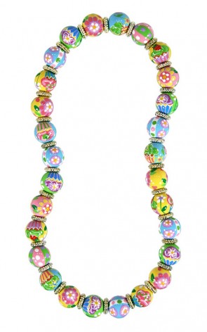 COOL CUPCAKES CLASSIC NECKLACE - GOLD by Angela Moore - Hand Painted, Beaded Necklace