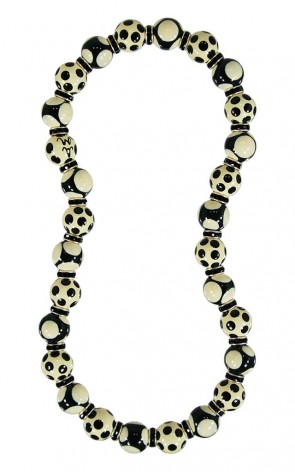 GLAMOUR PUSS CLASSIC NECKLACE - JET SWAROVSKI CRYSTALS by Angela Moore - Hand Painted, Beaded Necklace