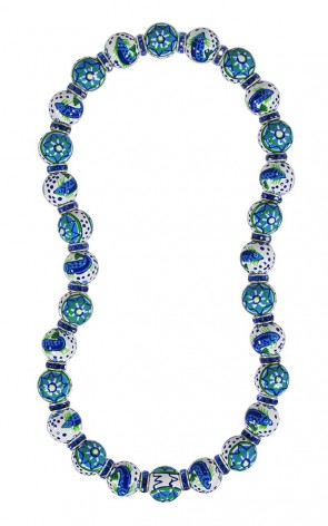 COASTAL COOL CLASSIC NECKLACE - LIGHT SAPPHIRE SWAROVSKI CRYSTALS by Angela Moore - Hand Painted, Beaded Necklace