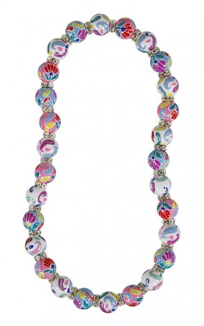 FRENCH LACE MULTI CLASSIC NECKLACE - CLEAR SWAROVSKI CRYSTALS by Angela Moore - Hand Painted, Beaded Necklace