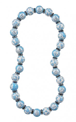 BLUE BELLE CLASSIC NECKLACE - LIGHT SAPPHIRE SWAROVSKI CRYSTALS by Angela Moore - Hand Painted, Beaded Necklace