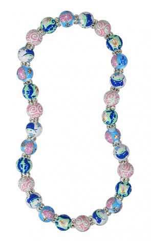 SEA SENSATION CLASSIC NECKLACE - CLEAR SWAROVSKI CRYSTALS by Angela Moore - Hand Painted, Beaded Necklace